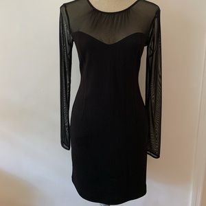 BCBGENERATION Black Mesh Long Sleeve Mini Dress